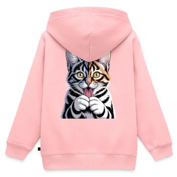Lebhafte Cartoon-Katze mit verspieltem Ausdruck - Kinder Premium Organic Zip Hoodie - Rosa - Hinten - AI Model Kid Female (0cm)