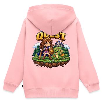 My First Quest – 16-Bit Prinzessin & Drache - Kinder Premium Organic Zip Hoodie - Rosa - Hinten - AI Model Kid Female (0cm)