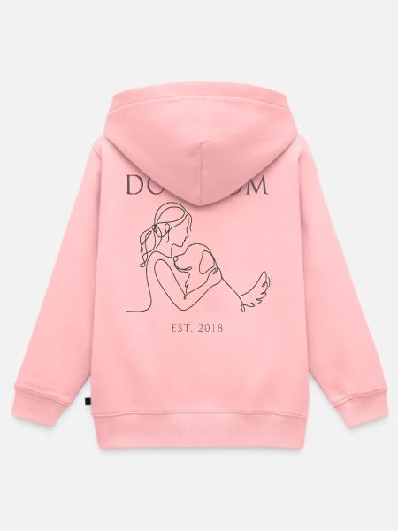 Hundemama Linienkunst mit Welpen - Kinder Premium Organic Zip Hoodie - Rosa