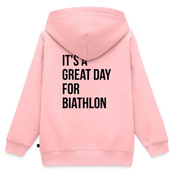 Biathlon Biathlon Biathlon - Kinder Premium Organic Zip Hoodie - Rosa - Hinten - AI Model Kid Female (0cm)