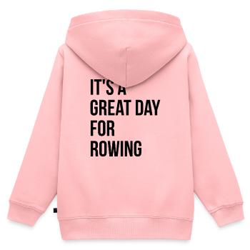 Rudern, Rudern, Rudern - Kinder Premium Organic Zip Hoodie - Rosa - Hinten - AI Model Kid Female (0cm)