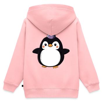 Glücklicher Pinguin mit Partyhut - Cartoon Design - Kinder Premium Organic Zip Hoodie - Rosa - Hinten - AI Model Kid Female (0cm)