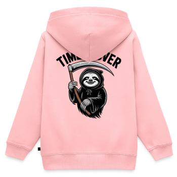 Sensenmann-Faultier - Kinder Premium Organic Zip Hoodie - Rosa - Hinten - AI Model Kid Female (0cm)