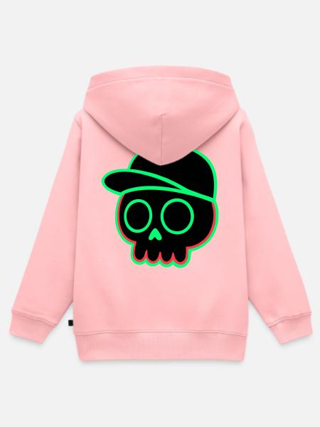 Neon Schädel Cap - Kinder Premium Organic Zip Hoodie - Rosa
