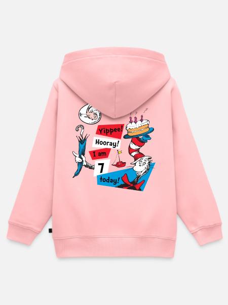 Cat In The Hat Birthday Design 7 Years Saying - Kids Premium Organic Zip-up Hoodie - rose