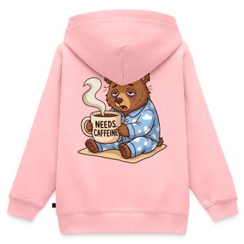 Needs Caffeine Mueder Bär Kaffee - Kinder Premium Organic Zip Hoodie - Rosa - Hinten - AI Model Kid Female (0cm)
