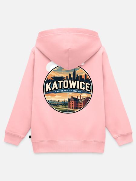 Retro Katowice Spodek Arena-Abzeichen - Kinder Premium Organic Zip Hoodie - Rosa