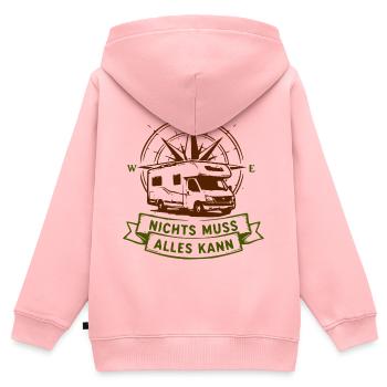 Camperkompass: Nichts Muss Alles Kann - Kinder Premium Organic Zip Hoodie - Rosa - Hinten - AI Model Kid Female (0cm)