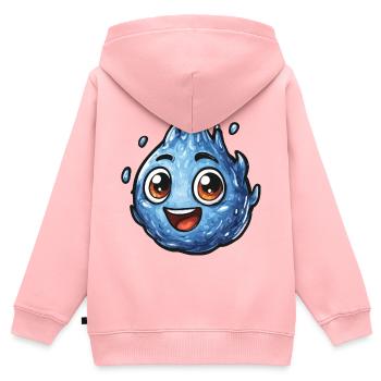 Kawaii Wassertropfen Smile - Kinder Premium Organic Zip Hoodie - Rosa - Hinten - AI Model Kid Female (0cm)