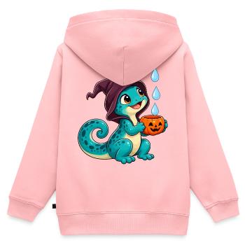 Kuscheldino Halloween Kürbis - Kinder Premium Organic Zip Hoodie - Rosa - Hinten - AI Model Kid Female (0cm)