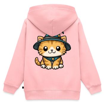 Katzenzauberer Kätzchen - Kinder Premium Organic Zip Hoodie - Rosa - Hinten - AI Model Kid Female (0cm)