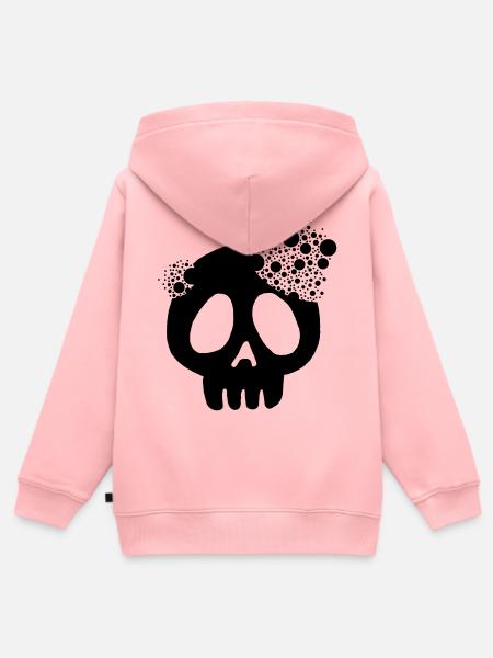 Schwarzer Schädel und Auflösung - Kinder Premium Organic Zip Hoodie - Rosa