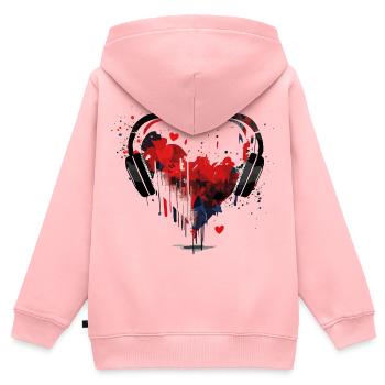 Coeur de Musique - Grunge Headphone - Sweat Premium à capuche zippé enfant bio - rose - Dos - AI Model Kid Female (0cm)
