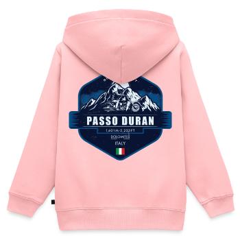 Passo Duran – Dolomites , Italie - Sweat Premium à capuche zippé enfant bio - rose - Dos - AI Model Kid Female (0cm)