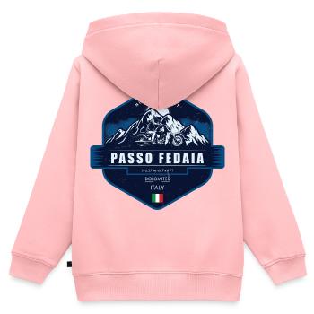 Passo Fedaia – Dolomites, Italie - Sweat Premium à capuche zippé enfant bio - rose - Dos - AI Model Kid Female (0cm)