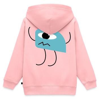 Joli petit monstre cyclope - Sweat Premium à capuche zippé enfant bio - rose - Dos - AI Model Kid Female (0cm)