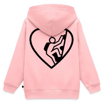 Escalade de cœur – Passion verticale - Sweat Premium à capuche zippé enfant bio - rose - Dos - AI Model Kid Female (0cm)