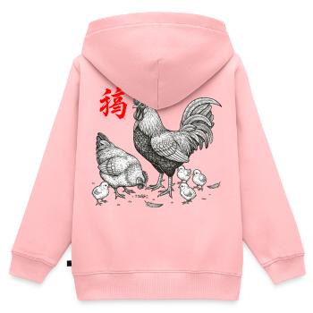 Hühnerhaltung Asiatisch - Kinder Premium Organic Zip Hoodie - Rosa - Hinten - AI Model Kid Female (0cm)