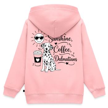 Soleil - Café - Dalmatiens - Sweat Premium à capuche zippé enfant bio - rose - Dos - AI Model Kid Female (0cm)