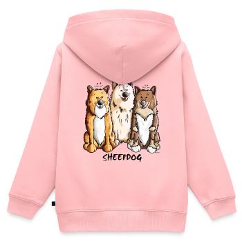 Islandhund Trio - Kinder Premium Organic Zip Hoodie - Rosa - Hinten - AI Model Kid Female (0cm)