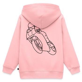 Wheelie à la course de moto - sombre - Sweat Premium à capuche zippé enfant bio - rose - Dos - AI Model Kid Female (0cm)