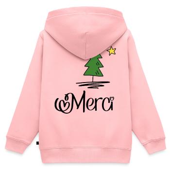 Merci for Christmas - Kids Premium Organic Zip-up Hoodie - rose - Back - AI Model Kid Female (0cm)