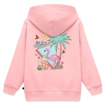 Aloha Été - Sweat Premium à capuche zippé enfant bio - rose - Dos - AI Model Kid Female (0cm)