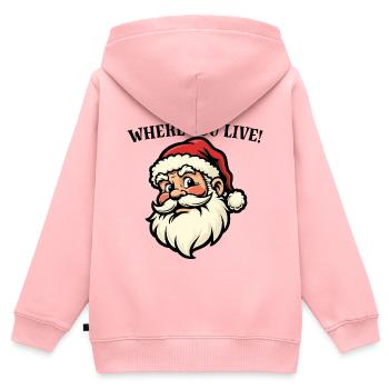 Ich weiß, wo du wohnst – Weihnachtsmann - Kinder Premium Organic Zip Hoodie - Rosa - Hinten - AI Model Kid Female (0cm)