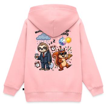 Montagsmodus vs Freitagsgefühl - Kinder Premium Organic Zip Hoodie - Rosa - Hinten - AI Model Kid Female (0cm)