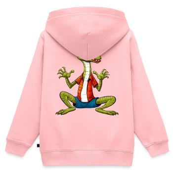 Lézard Yogi - Sweat Premium à capuche zippé enfant bio - rose - Dos - AI Model Kid Female (0cm)