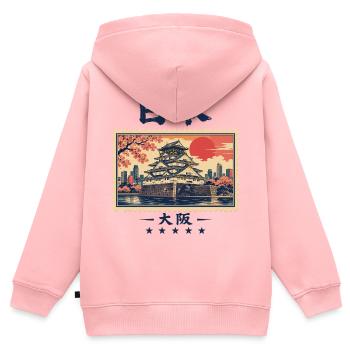 Japan Osaka Vintage Reisemarke - Kinder Premium Organic Zip Hoodie - Rosa - Hinten - AI Model Kid Female (0cm)