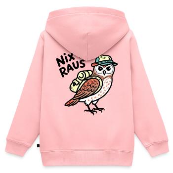 Eule mit Rucksack - Kinder Premium Organic Zip Hoodie - Rosa - Hinten - AI Model Kid Female (0cm)