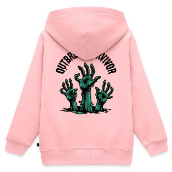 Outbreak Survivor Zombie Hände Horror Geschenk - Kinder Premium Organic Zip Hoodie - Rosa - Hinten - AI Model Kid Female (0cm)