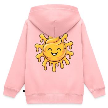 Soft-Serve Sun – Melting Sunshine - Kinder Premium Organic Zip Hoodie - Rosa - Hinten - AI Model Kid Female (0cm)