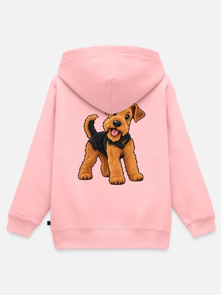Airedale Terrier Kawaii Style – Süßer Terrier - Kinder Premium Organic Zip Hoodie - Rosa