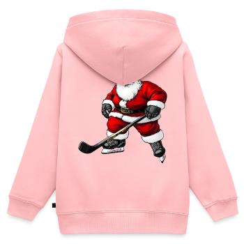 Dicker Eishockey Weihnachtsmann - Kinder Premium Organic Zip Hoodie - Rosa - Hinten - AI Model Kid Female (0cm)