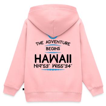 Hawaï - Sweat Premium à capuche zippé enfant bio - rose - Dos - AI Model Kid Female (0cm)