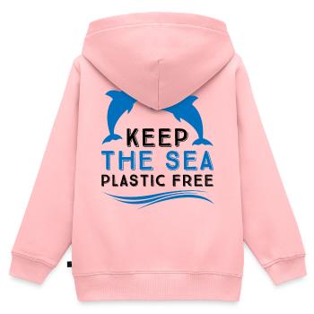 Umweltverschmutzung im Meer - Kinder Premium Organic Zip Hoodie - Rosa - Hinten - AI Model Kid Female (0cm)