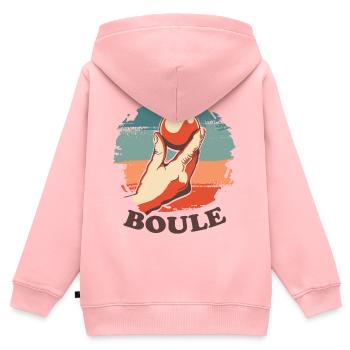 Boules de boule pour Bouler Boccia Jeu Botcha Boule - Sweat Premium à capuche zippé enfant bio - rose - Dos - AI Model Kid Female (0cm)