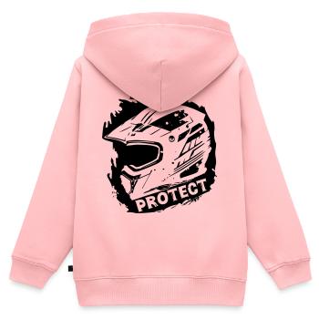 Protect - Schutzhelm [Schwarz] - Kinder Premium Organic Zip Hoodie - Rosa - Hinten - AI Model Kid Female (0cm)