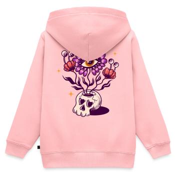 Crâne vase - Sweat Premium à capuche zippé enfant bio - rose - Dos - AI Model Kid Female (0cm)