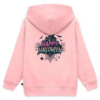 Frohes Halloween-Spukhaus - Kinder Premium Organic Zip Hoodie - Rosa - Hinten - AI Model Kid Female (0cm)
