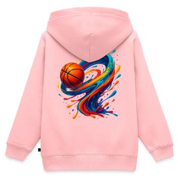 Lebendiger Orbit Basketball Splash - Kinder Premium Organic Zip Hoodie - Rosa - Hinten - AI Model Kid Female (0cm)