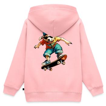 Skateboard Australian Shepherd - Chien - Sweat Premium à capuche zippé enfant bio - rose - Dos - AI Model Kid Female (0cm)