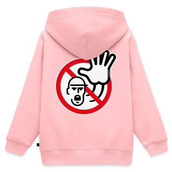 Panneau d’avertissement / Avertissement / Interdiction (Symbole / 3C) - Sweat Premium à capuche zippé enfant bio - rose - Dos - AI Model Kid Female (0cm)