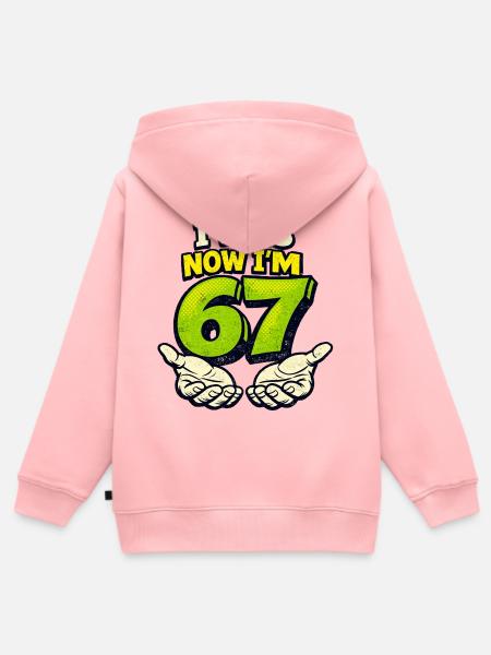 67 Six Seven Ich war 6 jetzt 7 Geburtstag - Premium børne zip-hættetrøje økologisk - rosa