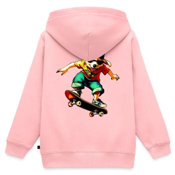 Chien à skateboard berger australien - Sweat Premium à capuche zippé enfant bio - rose - Dos - AI Model Kid Female (0cm)