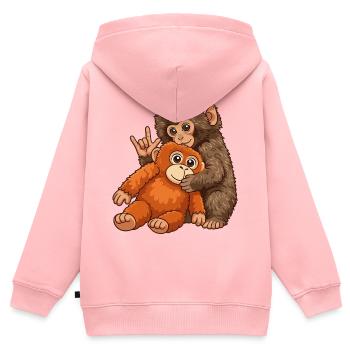 Monkey Punch Affe Süß Geschenk - Kinder Premium Organic Zip Hoodie - Rosa - Hinten - AI Model Kid Female (0cm)