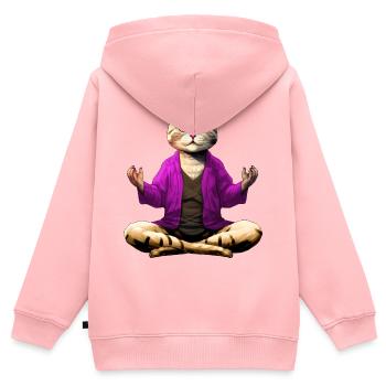 Katze Yogi - Kinder Premium Organic Zip Hoodie - Rosa - Hinten - AI Model Kid Female (0cm)