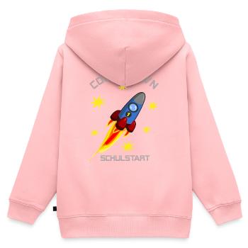 Rakete mit gelben Sternen - Countdown Schulstart - Kinder Premium Organic Zip Hoodie - Rosa - Hinten - AI Model Kid Female (0cm)